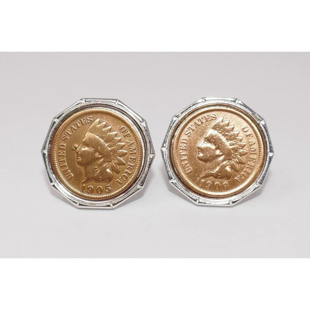 Swank 1905 1906 Indian Head Penny Coin Cufflinks